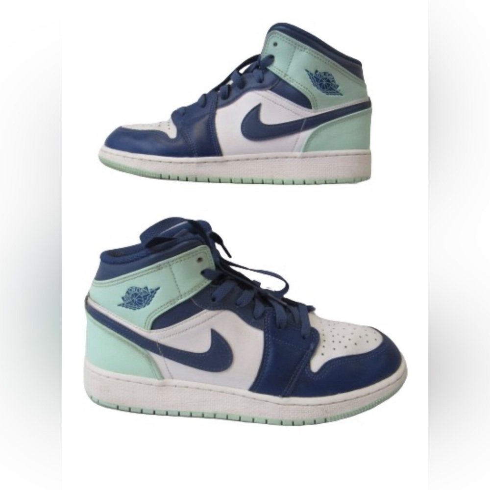 Nike "Blue Mint/Mystic Navy" Air Jordan 1 Mid GS Youth 6.5 - Picture 1 of 9